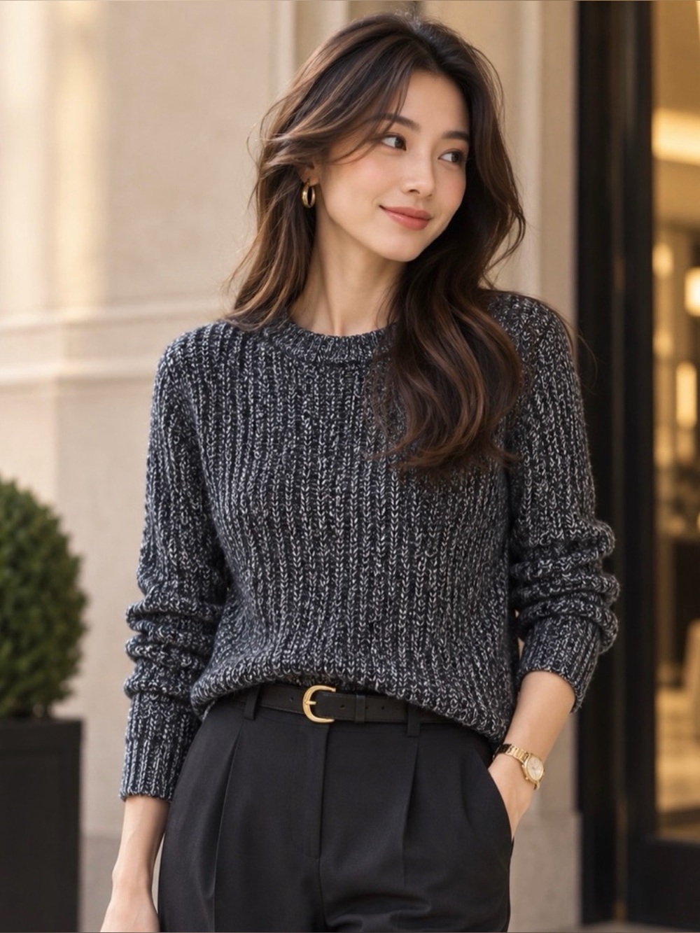 NWT$388 Equipment Femme Shane 💯 Cashmere Crewneck Marled Knit Sweater, L, Large